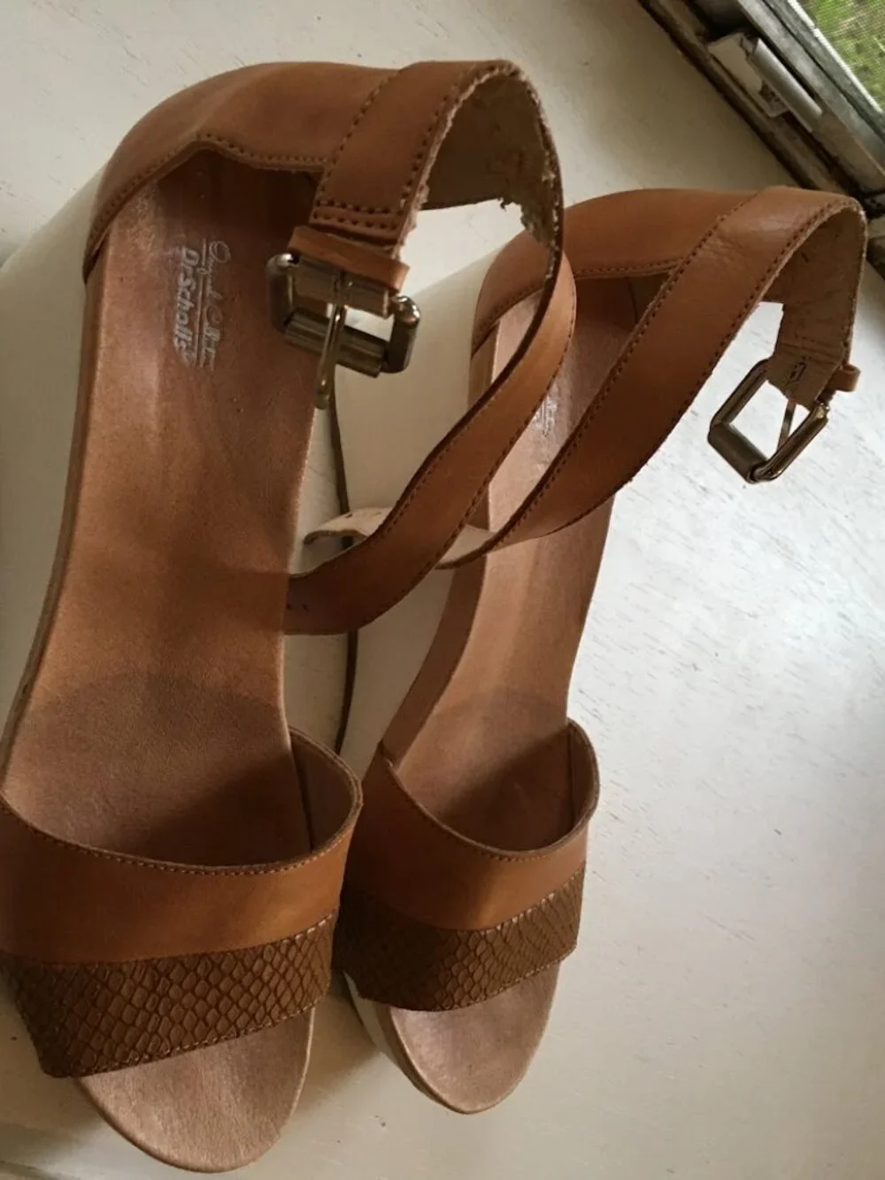 Dr. Scholl's Original Collection Warner Wedge Sandal Size 10 Tan